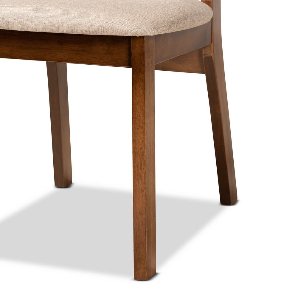 Baxton Studio - Damara Dining Set in Sand/Walnut Brown - RH367C-Sand/Walnut-5PC Dining Set view 6