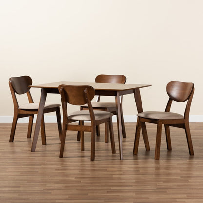 Baxton Studio - Damara Dining Set in Sand/Walnut Brown - RH367C-Sand/Walnut-5PC Dining Set view 8