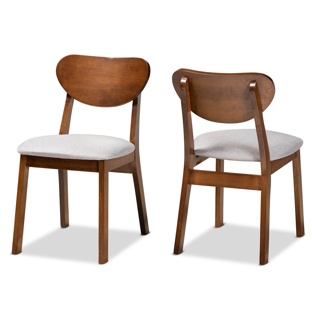 Baxton Studio - Damara Set of 2 Dining Chairs in Grey/Walnut Brown - RH367C-Grey/Walnut Flat Seat-DC-2PK view 1