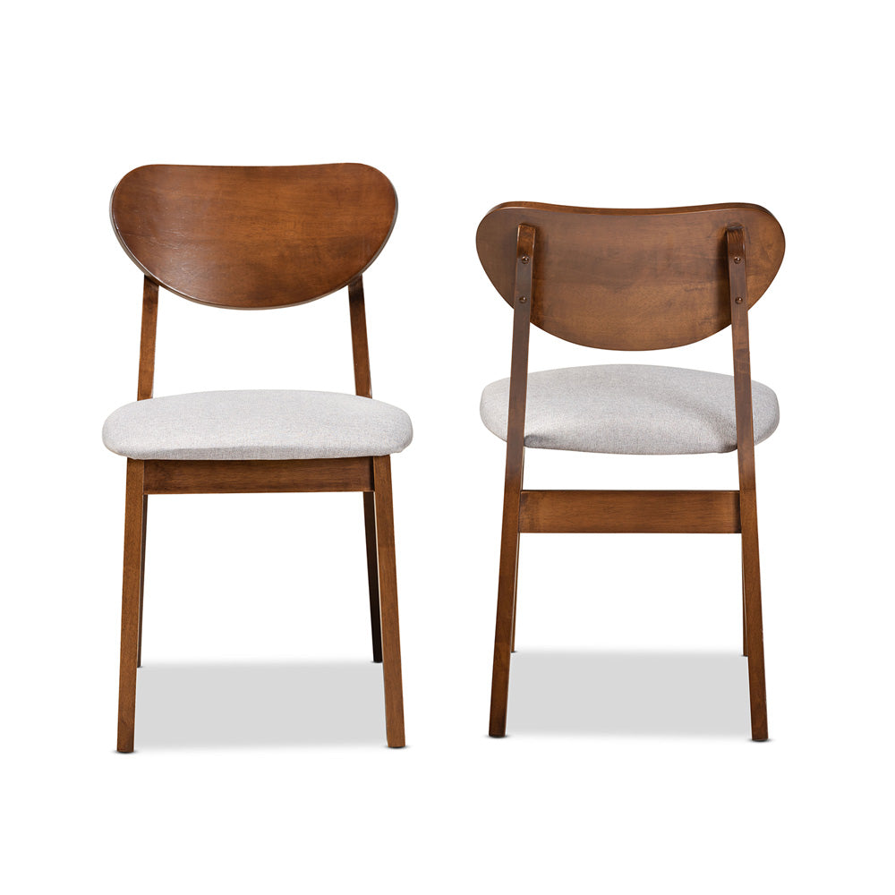 Baxton Studio - Damara Set of 2 Dining Chairs in Grey/Walnut Brown - RH367C-Grey/Walnut Flat Seat-DC-2PK view 2