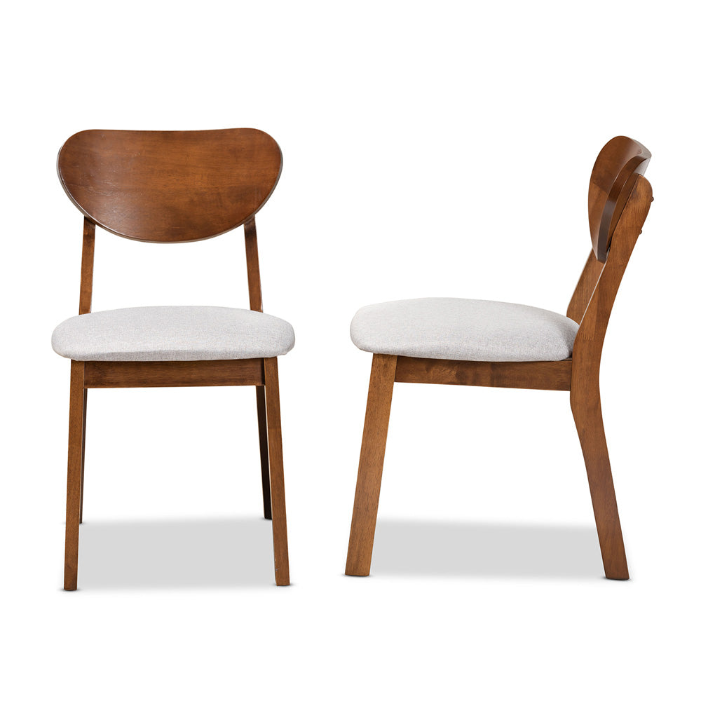 Baxton Studio - Damara Set of 2 Dining Chairs in Grey/Walnut Brown - RH367C-Grey/Walnut Flat Seat-DC-2PK view 3