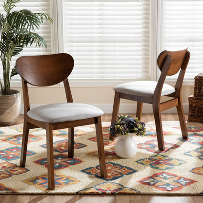 Baxton Studio - Damara Set of 2 Dining Chairs in Grey/Walnut Brown - RH367C-Grey/Walnut Flat Seat-DC-2PK view 6