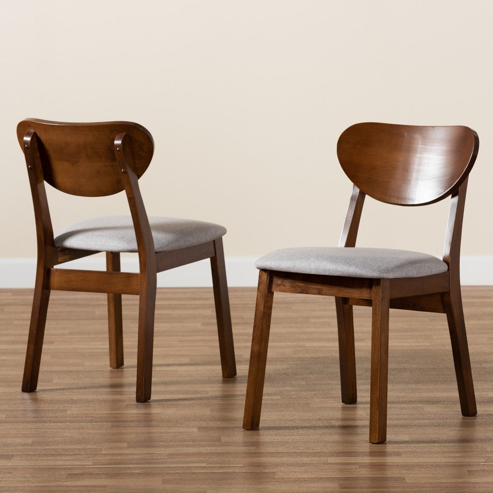 Baxton Studio - Damara Set of 2 Dining Chairs in Grey/Walnut Brown - RH367C-Grey/Walnut Flat Seat-DC-2PK view 7