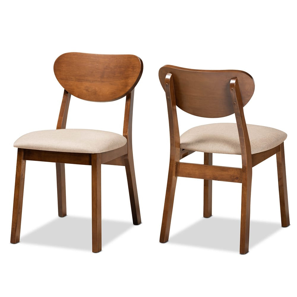 Baxton Studio - Damara Set of 2 Dining Chairs in Sand/Walnut Brown - RH367C-Sand/Walnut Flat Seat-DC-2PK view 1