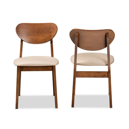 Baxton Studio - Damara Set of 2 Dining Chairs in Sand/Walnut Brown - RH367C-Sand/Walnut Flat Seat-DC-2PK view 2