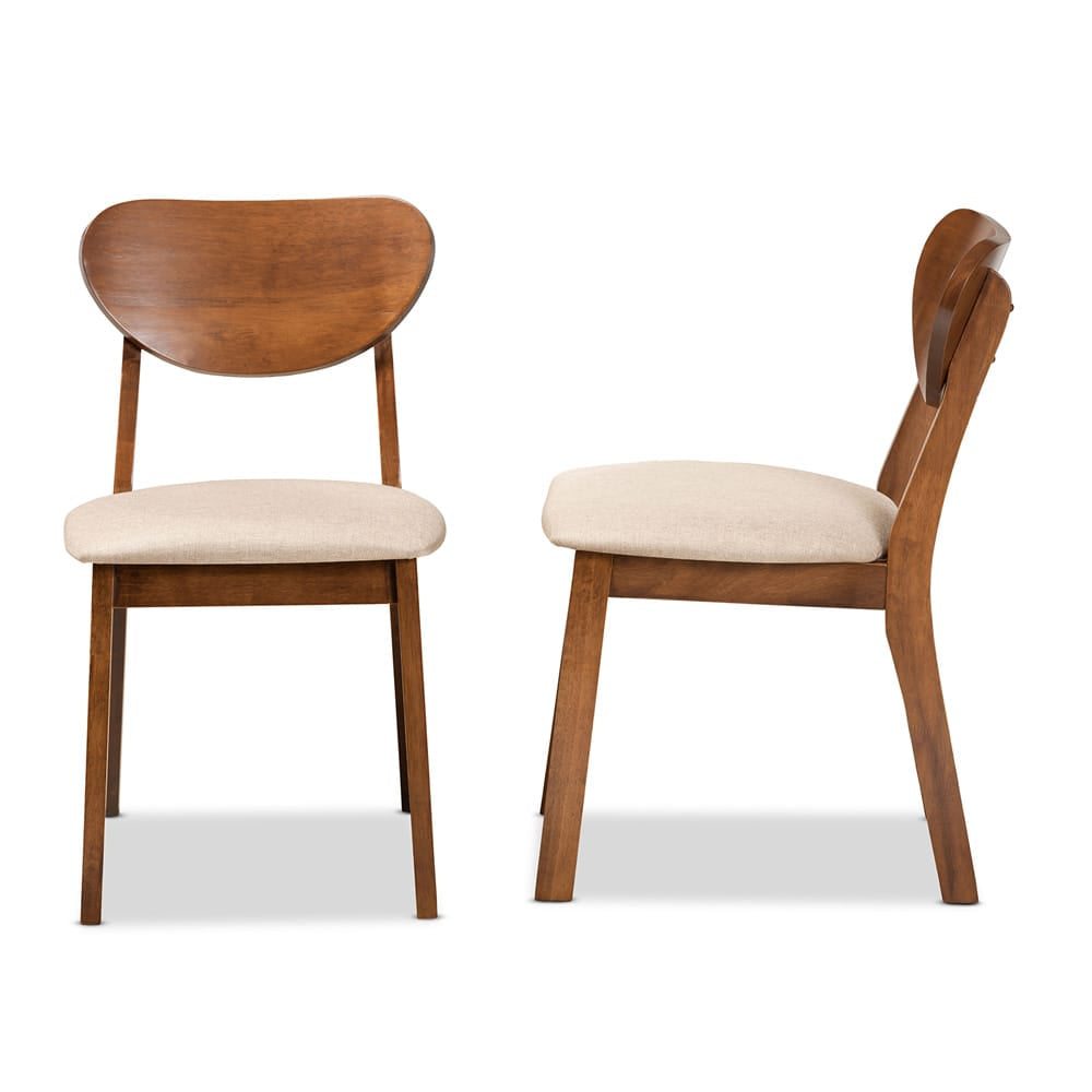 Baxton Studio - Damara Set of 2 Dining Chairs in Sand/Walnut Brown - RH367C-Sand/Walnut Flat Seat-DC-2PK view 3