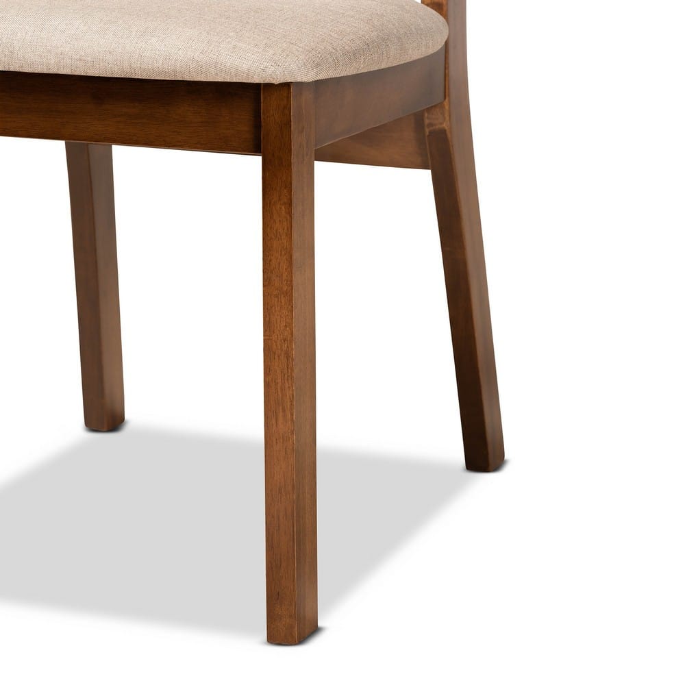 Baxton Studio - Damara Set of 2 Dining Chairs in Sand/Walnut Brown - RH367C-Sand/Walnut Flat Seat-DC-2PK view 5