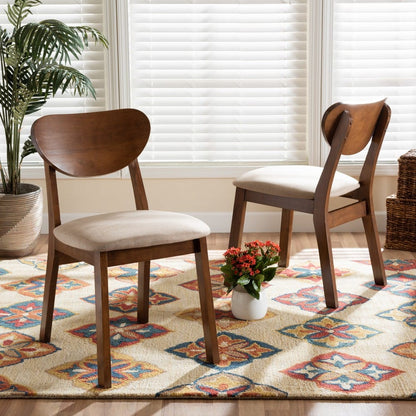 Baxton Studio - Damara Set of 2 Dining Chairs in Sand/Walnut Brown - RH367C-Sand/Walnut Flat Seat-DC-2PK view 6
