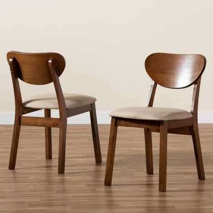 Baxton Studio - Damara Set of 2 Dining Chairs in Sand/Walnut Brown - RH367C-Sand/Walnut Flat Seat-DC-2PK view 7