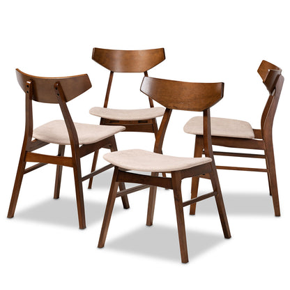 Baxton Studio - Danica Set of 4 Dining Chairs in Light Beige/Walnut Brown - Danica-Latte/Walnut-DC view 1