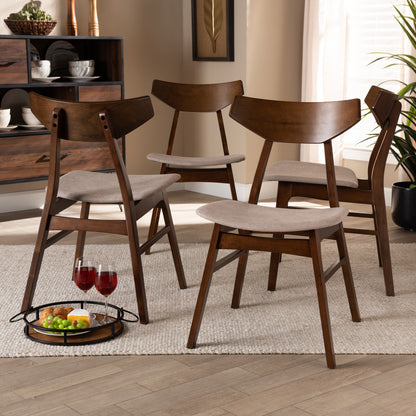 Baxton Studio - Danica Set of 4 Dining Chairs in Light Beige/Walnut Brown - Danica-Latte/Walnut-DC view 4