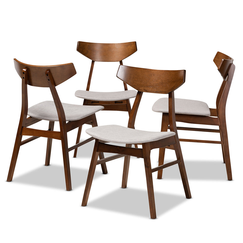 Baxton Studio - Danica Set of 4 Dining Chairs in Light Grey/Walnut Brown - Danica-Smoke/Walnut-DC view 1