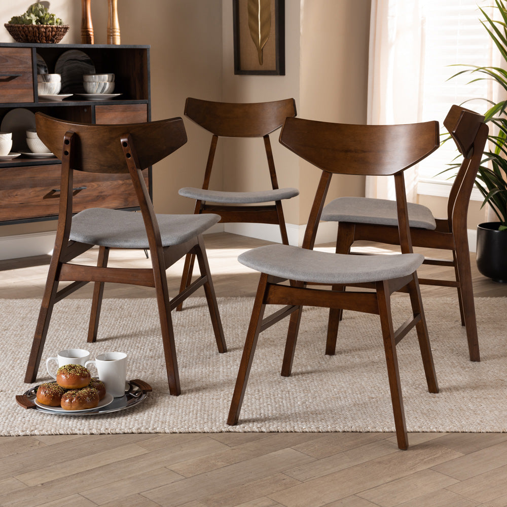 Baxton Studio - Danica Set of 4 Dining Chairs in Light Grey/Walnut Brown - Danica-Smoke/Walnut-DC view 4