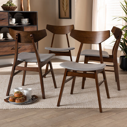 Baxton Studio - Danica Set of 4 Dining Chairs in Light Grey/Walnut Brown - Danica-Smoke/Walnut-DC view 4