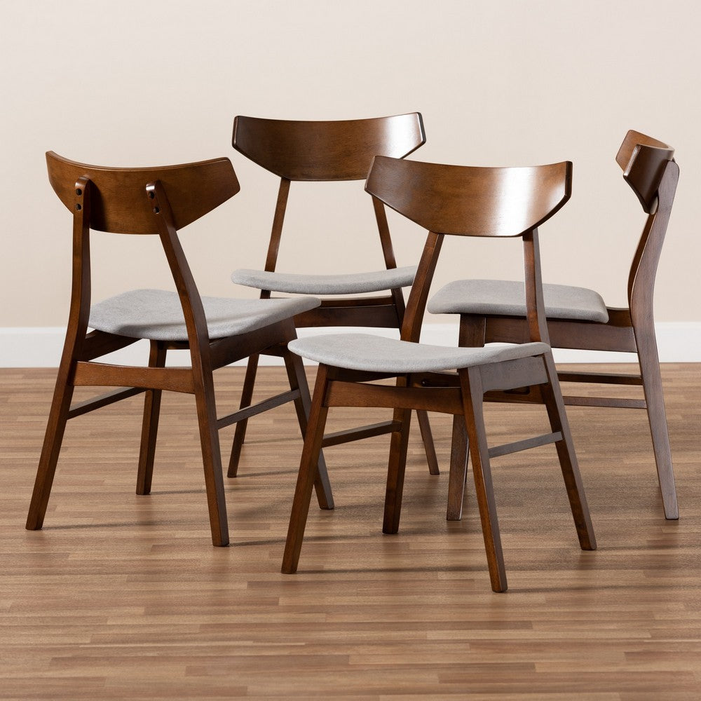 Baxton Studio - Danica Set of 4 Dining Chairs in Light Grey/Walnut Brown - Danica-Smoke/Walnut-DC view 5