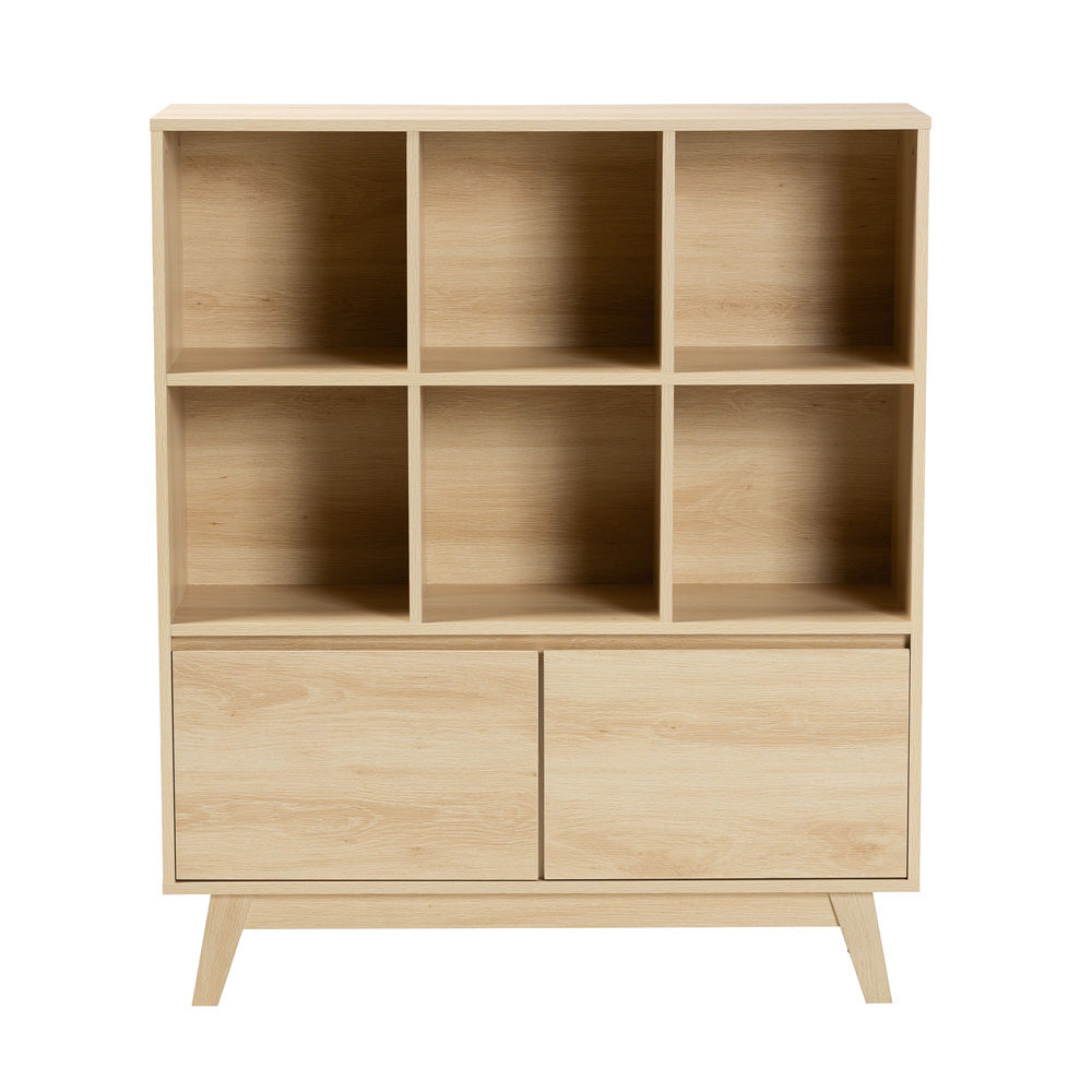 Baxton Studio - Danina Bookcase in Oak Brown - LCF20211236-Pine Bookshelf view 3