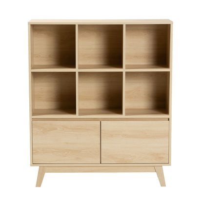 Baxton Studio - Danina Bookcase in Oak Brown - LCF20211236-Pine Bookshelf view 3