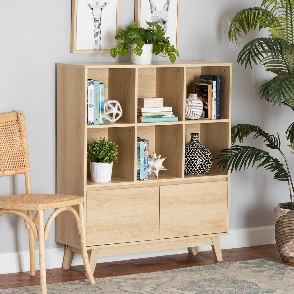 Baxton Studio - Danina Bookcase in Oak Brown - LCF20211236-Pine Bookshelf view 8