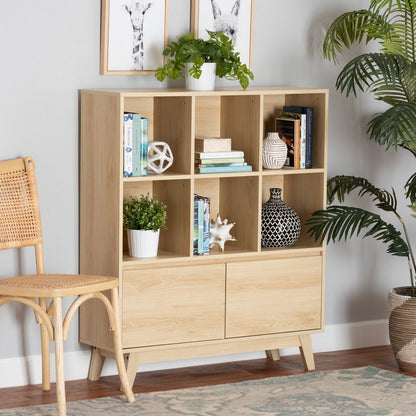 Baxton Studio - Danina Bookcase in Oak Brown - LCF20211236-Pine Bookshelf view 8