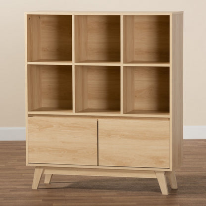 Baxton Studio - Danina Bookcase in Oak Brown - LCF20211236-Pine Bookshelf view 9