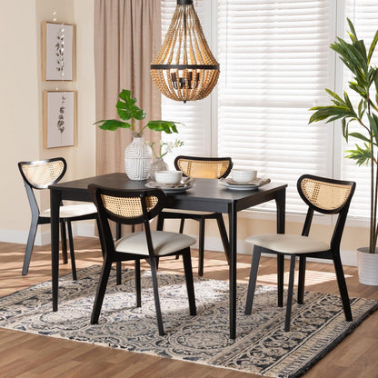 Baxton Studio - Dannell Dining Set in Cream/Black/Light Brown - CS003C-Black/Cream-5PC Dining Set view 8