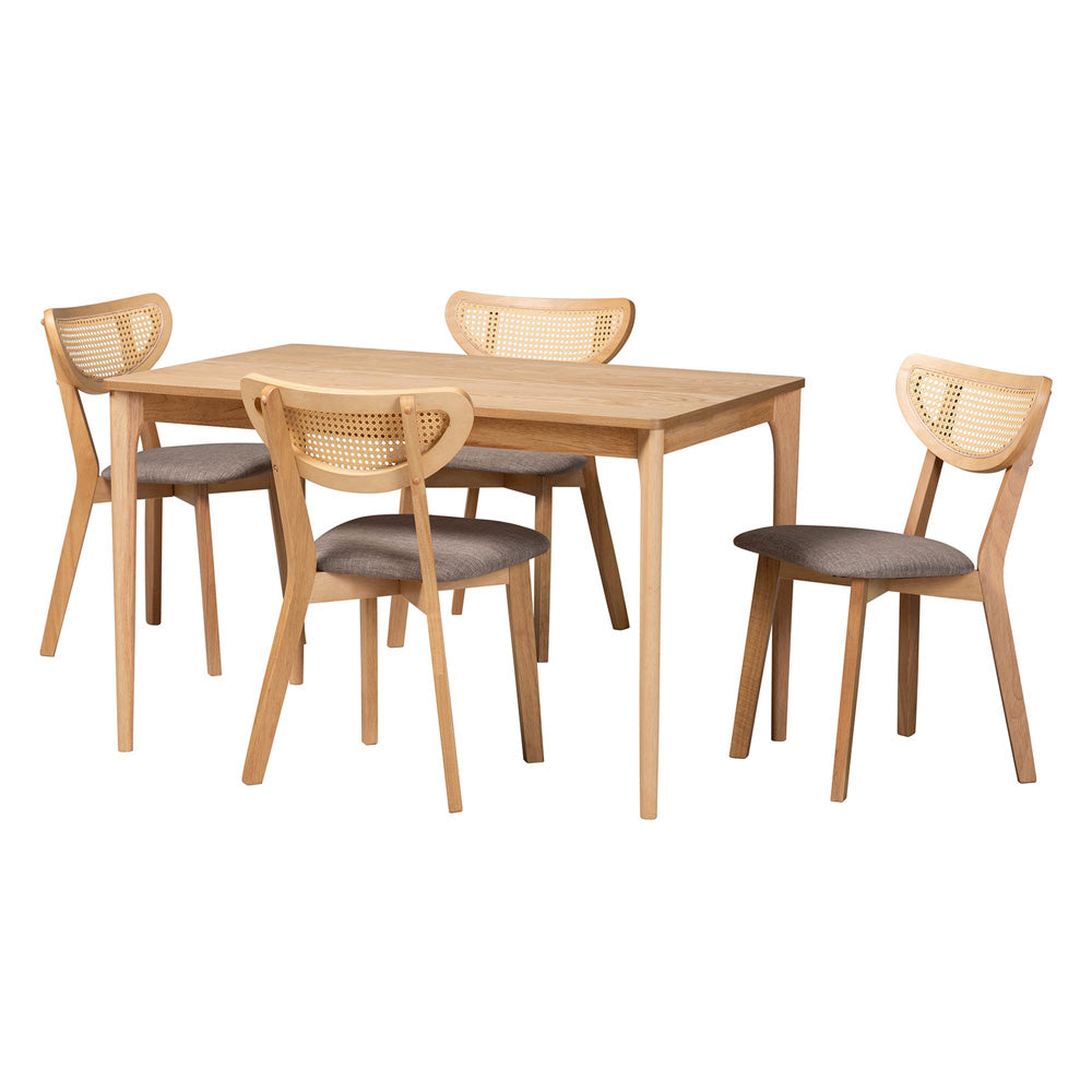 Baxton Studio - Dannell Dining Set in Grey/Natural Oak/Light Brown - CS003C-Natural Oak/Light Grey-5PC Dining Set view 1