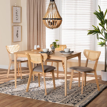 Baxton Studio - Dannell Dining Set in Grey/Natural Oak/Light Brown - CS003C-Natural Oak/Light Grey-5PC Dining Set view 8