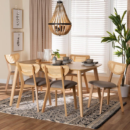 Baxton Studio - Dannell Dining Set in Grey/Natural Oak/Light Brown - CS003C-Natural Oak/Light Grey-7PC Dining Set view 8