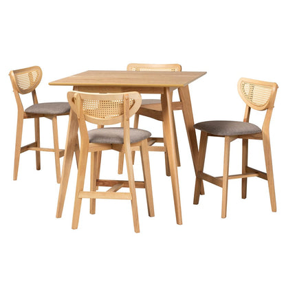 Baxton Studio - Dannell Pub Set in Grey/Natural Oak/Light Brown - CS003P-Natural Oak/Light Grey-5PC Pub Set view 1