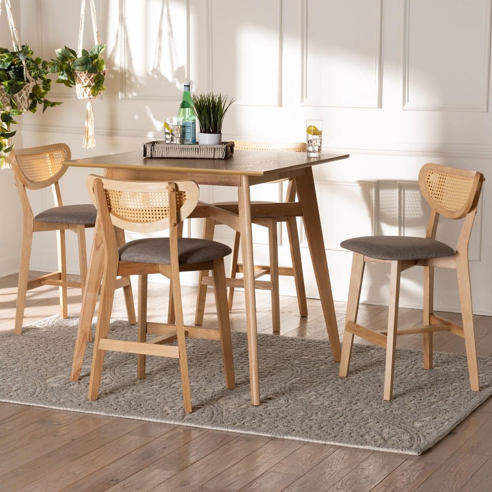Baxton Studio - Dannell Pub Set in Grey/Natural Oak/Light Brown - CS003P-Natural Oak/Light Grey-5PC Pub Set view 8