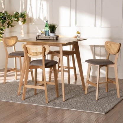 Baxton Studio - Dannell Pub Set in Grey/Natural Oak/Light Brown - CS003P-Natural Oak/Light Grey-5PC Pub Set view 8