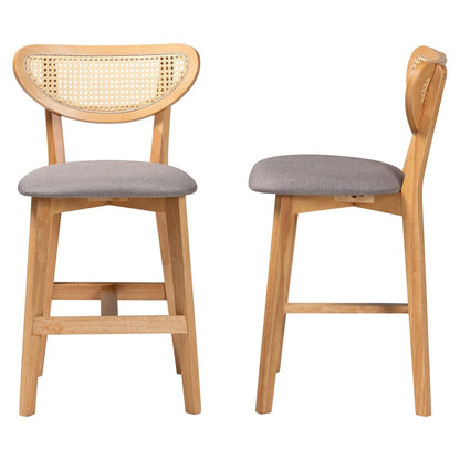 Baxton Studio - Dannell Set of 2 Counter Stools in Grey/Natural Oak/Light Brown - CS003P-Natural Oak/Light Grey-PC-2PK view 3