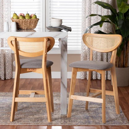 Baxton Studio - Dannell Set of 2 Counter Stools in Grey/Natural Oak/Light Brown - CS003P-Natural Oak/Light Grey-PC-2PK view 7