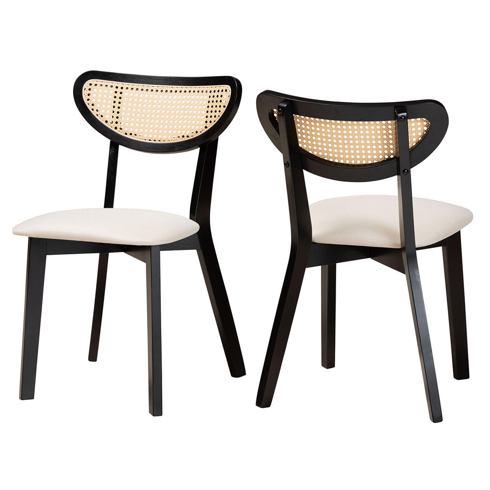 Baxton Studio - Dannell Set of 2 Dining Chairs in Cream/Black/Light Brown - CS003C-Black/Cream-DC-2PK view 1