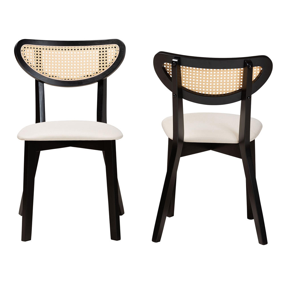 Baxton Studio - Dannell Set of 2 Dining Chairs in Cream/Black/Light Brown - CS003C-Black/Cream-DC-2PK view 2