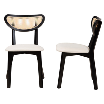 Baxton Studio - Dannell Set of 2 Dining Chairs in Cream/Black/Light Brown - CS003C-Black/Cream-DC-2PK view 3