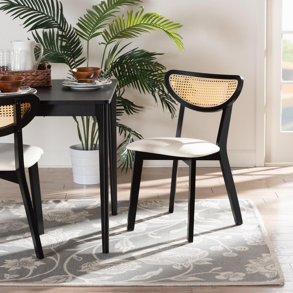 Baxton Studio - Dannell Set of 2 Dining Chairs in Cream/Black/Light Brown - CS003C-Black/Cream-DC-2PK view 7