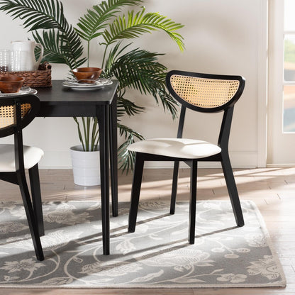 Baxton Studio - Dannell Set of 2 Dining Chairs in Cream/Black/Light Brown - CS003C-Black/Cream-DC-2PK view 7
