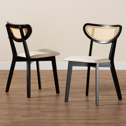 Baxton Studio - Dannell Set of 2 Dining Chairs in Cream/Black/Light Brown - CS003C-Black/Cream-DC-2PK view 8
