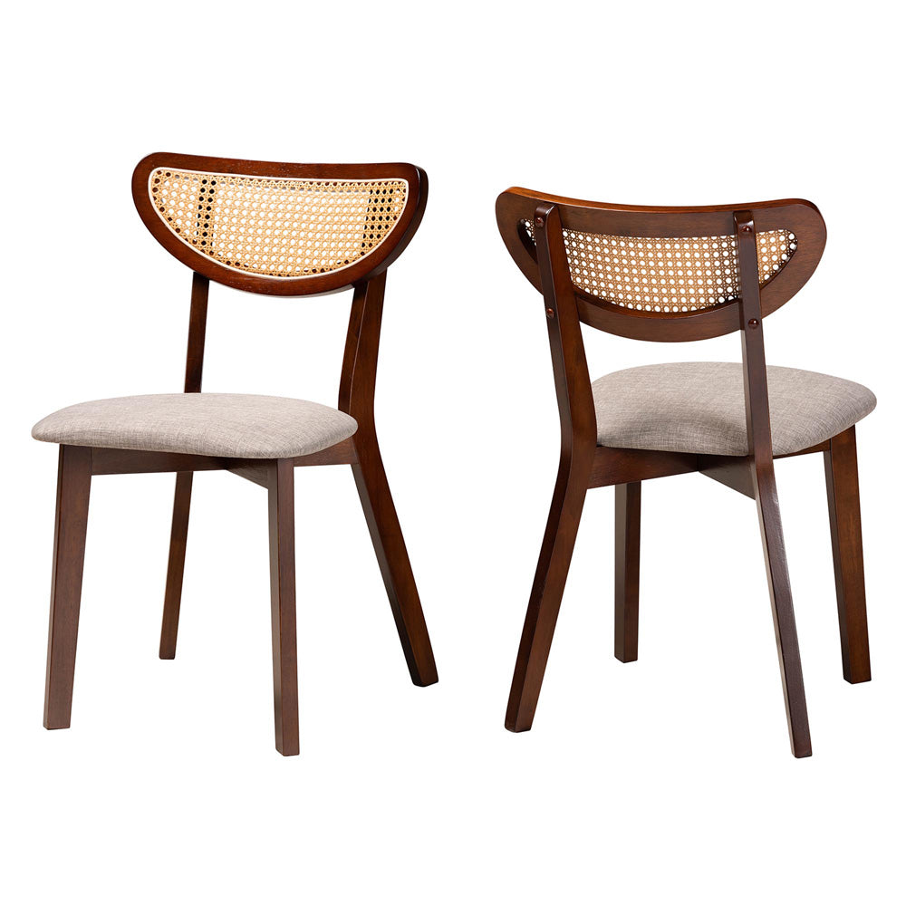 Baxton Studio - Dannell Set of 2 Dining Chairs in Grey/Walnut Brown/Light Brown - CS003C-Walnut/Light Grey-DC-2PK view 1