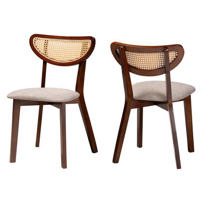 Baxton Studio - Dannell Set of 2 Dining Chairs in Grey/Walnut Brown/Light Brown - CS003C-Walnut/Light Grey-DC-2PK view 1