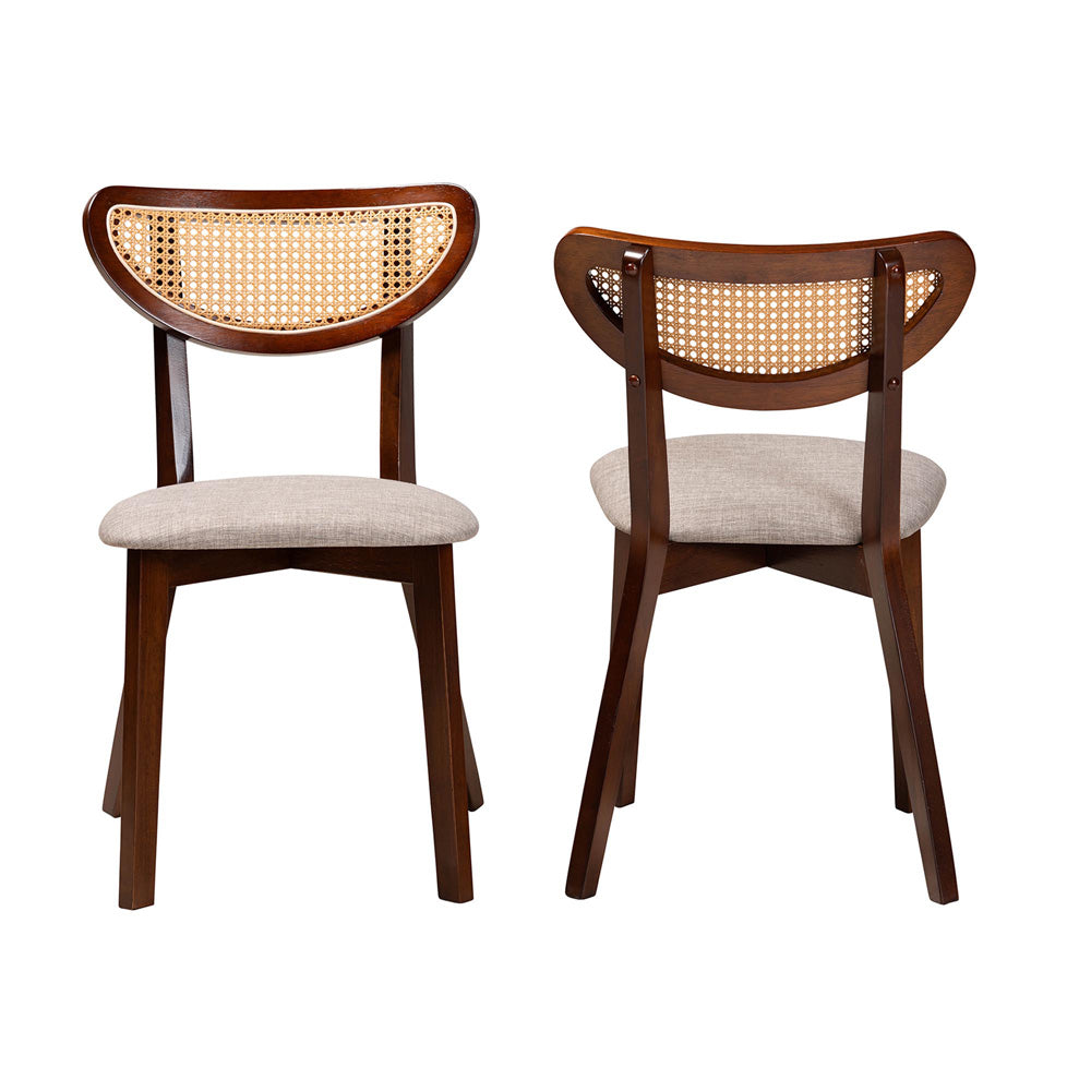 Baxton Studio - Dannell Set of 2 Dining Chairs in Grey/Walnut Brown/Light Brown - CS003C-Walnut/Light Grey-DC-2PK view 2