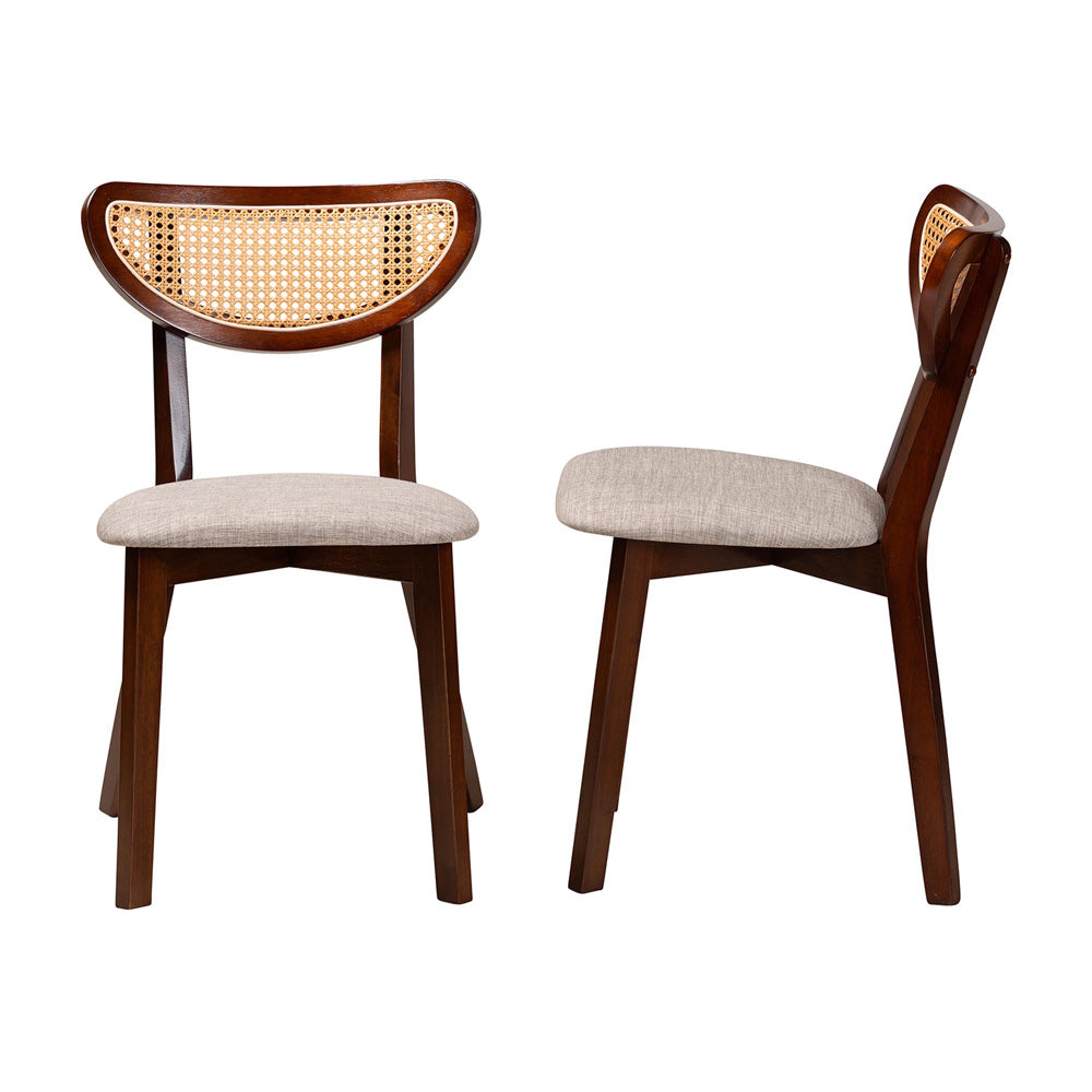 Baxton Studio - Dannell Set of 2 Dining Chairs in Grey/Walnut Brown/Light Brown - CS003C-Walnut/Light Grey-DC-2PK view 3
