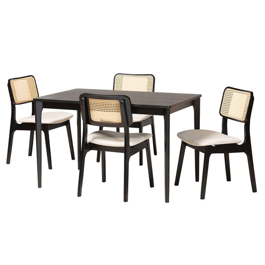 Baxton Studio - DanNon Dining Set in Cream/Black/Light Brown - CS001C-Black/Cream-5PC Dining Set view 1