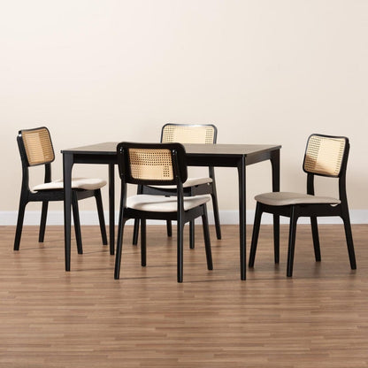 Baxton Studio - DanNon Dining Set in Cream/Black/Light Brown - CS001C-Black/Cream-5PC Dining Set view 9