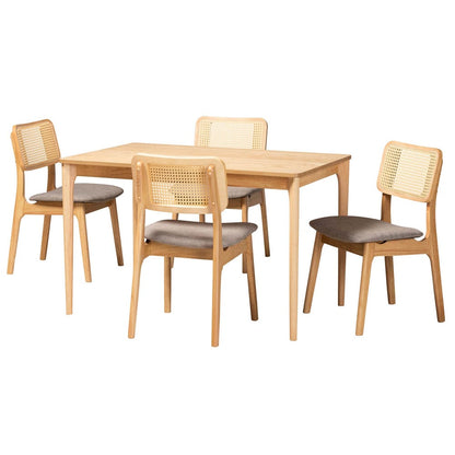 Baxton Studio - DanNon Dining Set in Grey/Natural Oak/Light Brown - CS001C-Natural Oak/Light Grey-5PC Dining Set view 1
