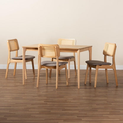 Baxton Studio - DanNon Dining Set in Grey/Natural Oak/Light Brown - CS001C-Natural Oak/Light Grey-5PC Dining Set view 9