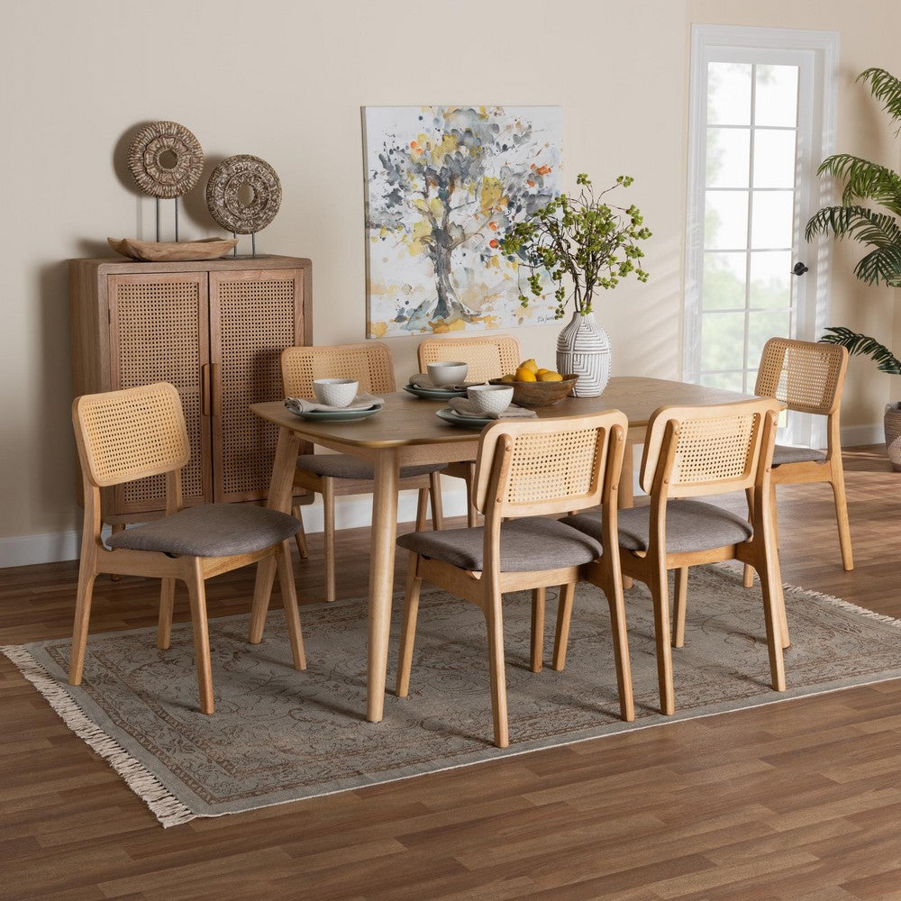 Baxton Studio - DanNon Dining Set in Grey/Natural Oak/Light Brown - CS001C-Natural Oak/Light Grey-7PC Dining Set view 8