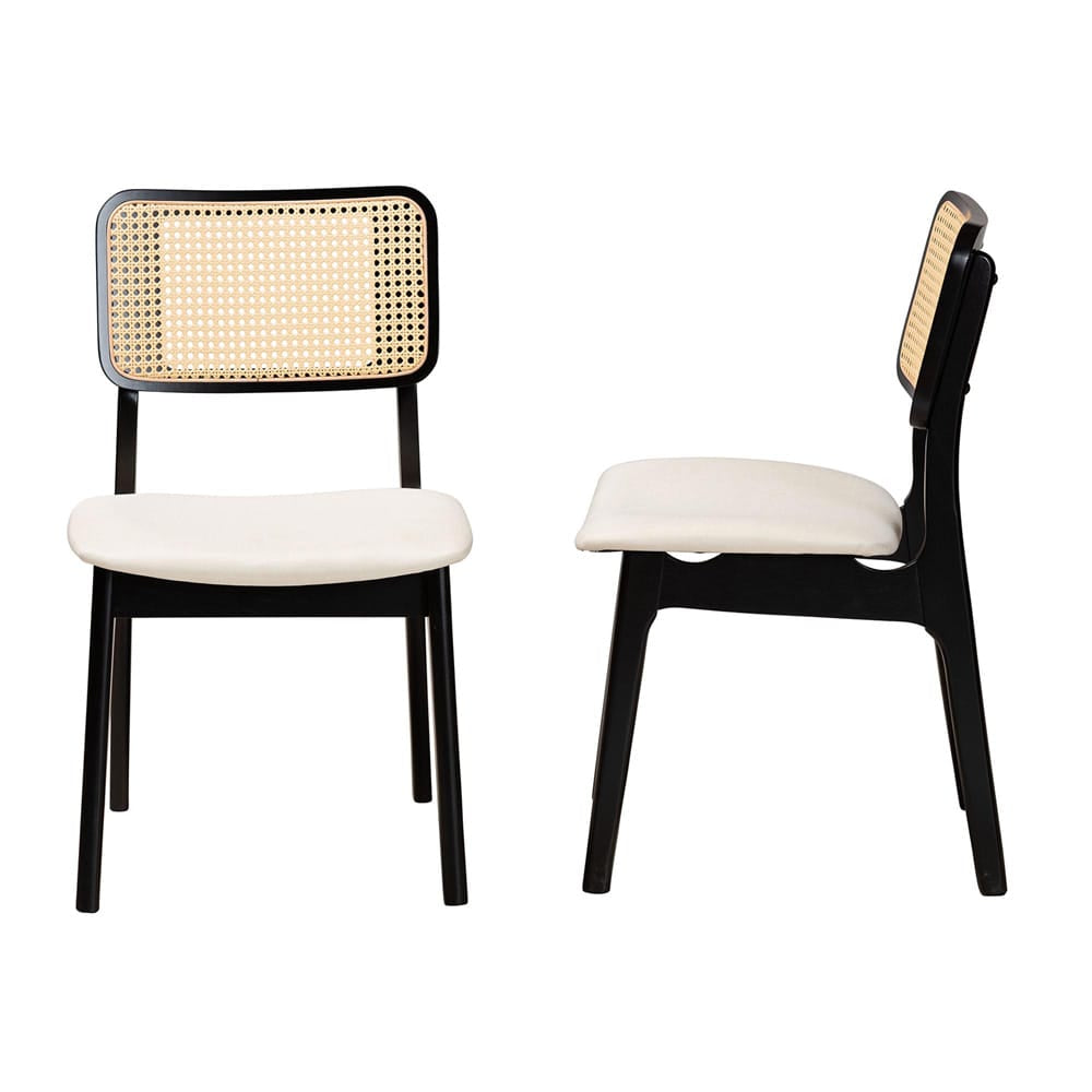 Baxton Studio - Dannon Set of 2 Dining Chairs in Cream/Black/Light Brown - CS001C-Black/Cream-DC-2PK view 2