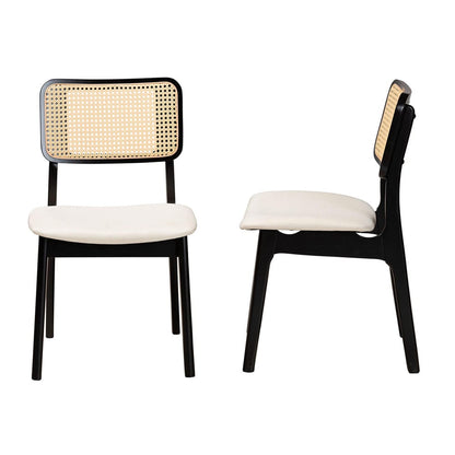 Baxton Studio - Dannon Set of 2 Dining Chairs in Cream/Black/Light Brown - CS001C-Black/Cream-DC-2PK view 2